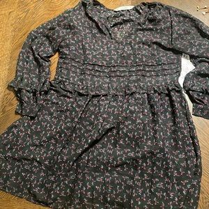 ZARA BASIC FLORAL EMBROIDERY MIDI DRESS SIZE XS